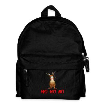 HO HO NO Reindeer Rudolf with the red nose - Kids' Backpack - black - Front