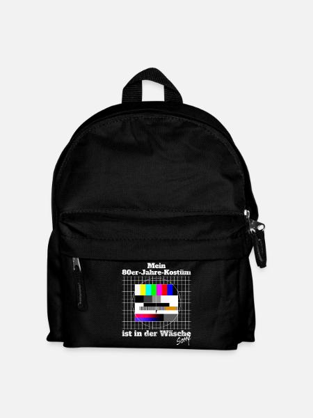 Testbild 80er Jahre Kostüm In Der Wäsche Motto - Kinder Rucksack - Schwarz