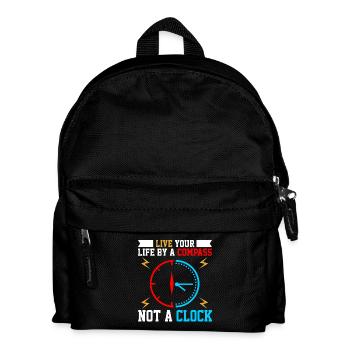 Lebensweisheit Uhr mit Kompassmotiv - Kinder Rucksack - Schwarz - Vorne