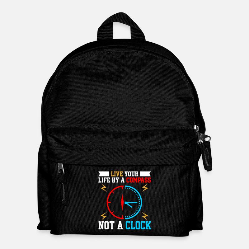 Wisdom Clock with Compass Motif - Kids' Backpack - black