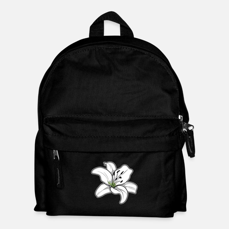 Elegante weiße Lilienblüte - Kinder Rucksack - Schwarz