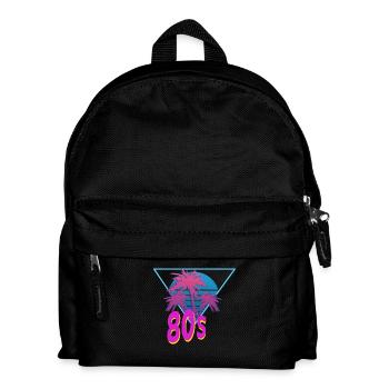 80er Jahre 80s 80's Achtziger Motto Party Kostüm - Kinder Rucksack - Schwarz - Vorne