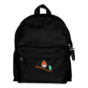 Vögel Rotkehlchen auf Zweig - Kinder Rucksack - Schwarz - Vorne
