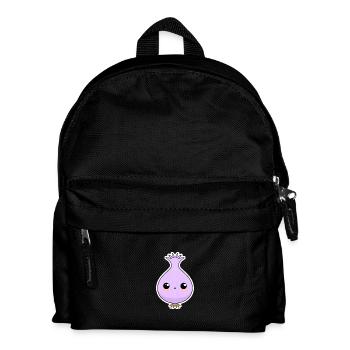 Süße lila Zwiebel Sticker Motiv - Kinder Rucksack - Schwarz - Vorne