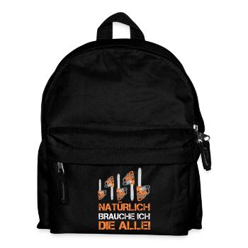 Motorsäge Spruch Kettensäge Förster Wald Holz Baum - Kinder Rucksack - Schwarz - Vorne