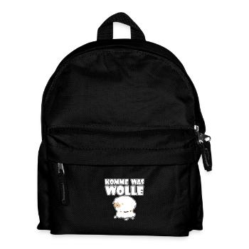 Komme was wolle - Schaf - Schafe - Wolle - Kinder Rucksack - Schwarz - Vorne