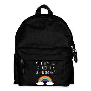 Spruch "Wo Regen ist, ist auch ein Regenbogen" - Kinder Rucksack - Schwarz - Vorne