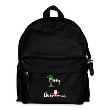 Frohe Weihnachten mit Weihnachtsmann und Elf - Kinder Rucksack - Schwarz - Vorne