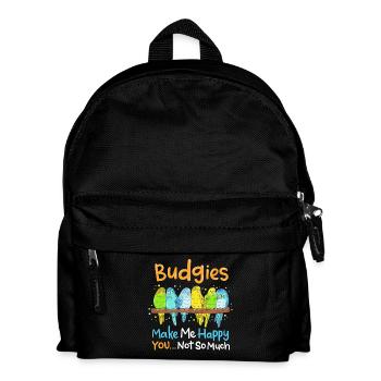 Wellensittich Sittiche Vögel - Kinder Rucksack - Schwarz - Vorne