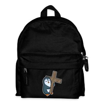 Penguin and cross religion - Kids' Backpack - black - Front