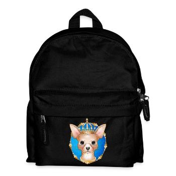 royal Chihuahua dog with golden crown - Kids' Backpack - black - Front