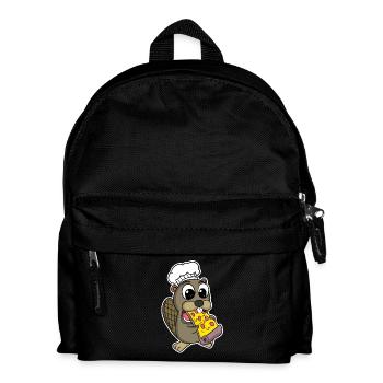 Beaver eats pizza chef gourmet - Kids' Backpack - black - Front