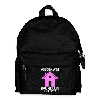 Bauherrin Baumeister Hausbau Partnerlook 2 - Kinder Rucksack - Schwarz - Vorne