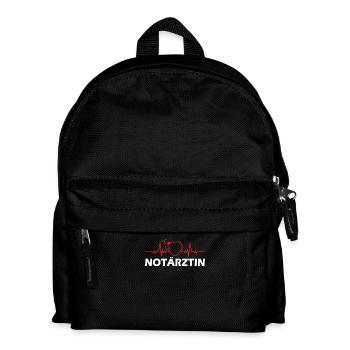 Notärztin Notarzt Design Herzschlag Geschenk - Kinder Rucksack - Schwarz - Vorne