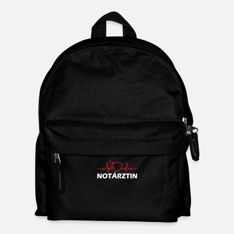 Notärztin Notarzt Design Herzschlag Geschenk - Kinder Rucksack - Schwarz