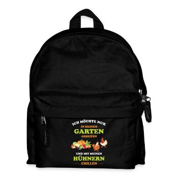 Hobbygärtner im Garten arbeiten mit Hühner chillen - Kinder Rucksack - Schwarz - Vorne