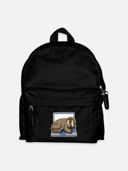Faultier Büro lustig Entspannen - Kinder Rucksack - Schwarz