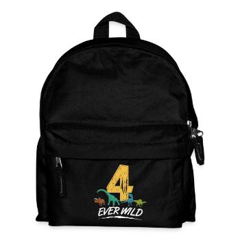 4 Ever Wild 4 Jahre Geburtstag Dino Geschenk - Kinder Rucksack - Schwarz - Vorne