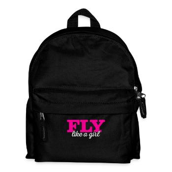 Pilotin Girl Luftfahrt Fliegen - Kinder Rucksack - Schwarz - Vorne
