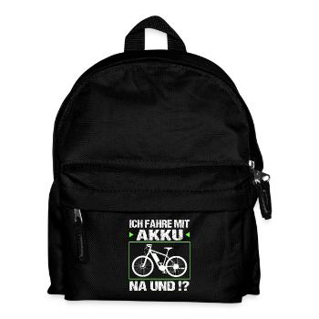 Ich fahre mit Akku - Kinder Rucksack - Schwarz - Vorne