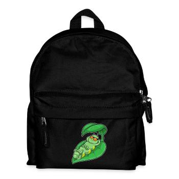 Raupe mit Blatt als Sonnenschirm - Kinder Rucksack - Schwarz - Vorne