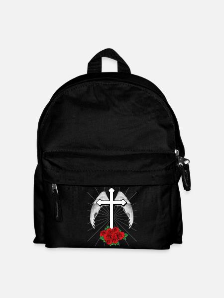 Heavenly Cross Crosses Jesus God Angel Wings - Kids' Backpack - black
