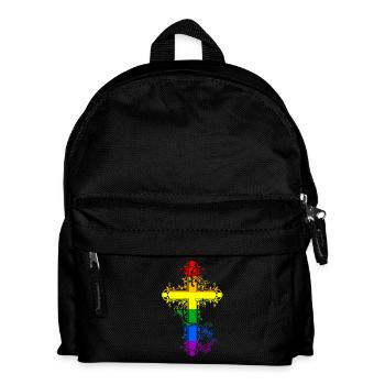 Cross Christianity Religion Rainbow LGBT - Kids' Backpack - black - Front