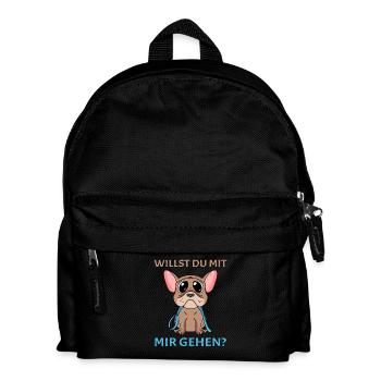 Willst du mit mir(Gassi) gehen? - Kinder Rucksack - Schwarz - Vorne