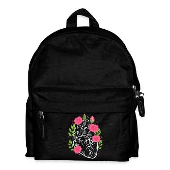 Menschliches Herz Blumen Kardiologe - Kinder Rucksack - Schwarz - Vorne