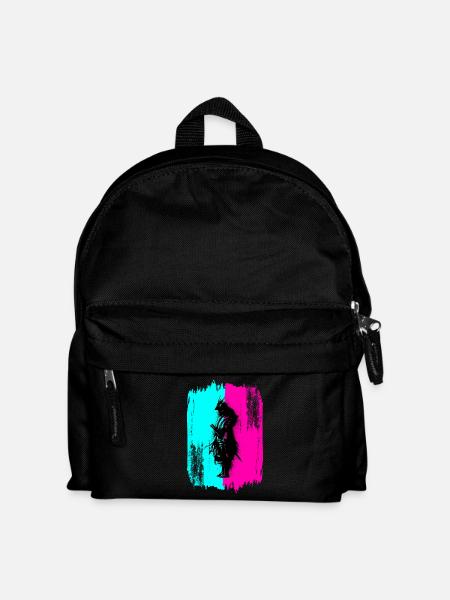 Black Samurai In A Turquoise And Pink Frame - Kids' Backpack - black
