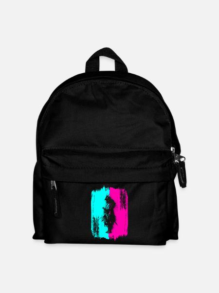 Samurai Krieger Japan Türkis Pink Kunst Manga - Kinder Rucksack - Schwarz