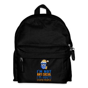 Eule Faul - Kinder Rucksack - Schwarz - Vorne