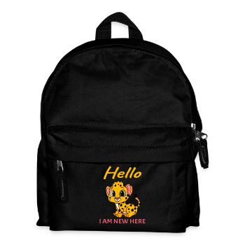 Baby Geburt Schwanger - Hallo ich bin neu Hier - Kinder Rucksack - Schwarz - Vorne