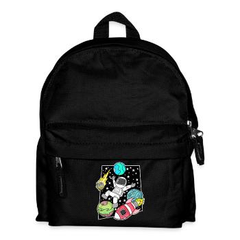 Astronaut im Weltall mit Rakete - Kinder Rucksack - Schwarz - Vorne