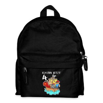 4. Geburtstag Geburtstagskind Piratenschiff - Kinder Rucksack - Schwarz - Vorne