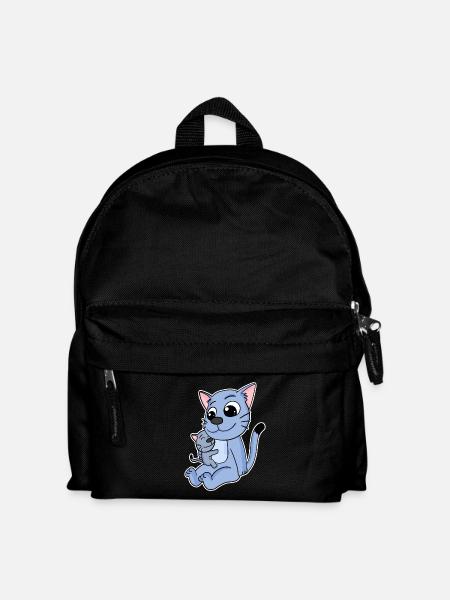 Katze Familie - Katze mit Baby - Katze - Kinder Rucksack - Schwarz