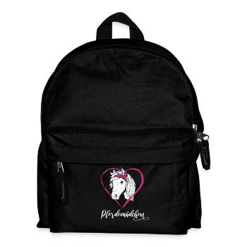 Pferdemädchen Pferde Herz Geschenkidee - Kinder Rucksack - Schwarz - Vorne