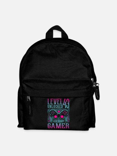 43. Geburtstag Level 43 Gamer Gaming Zocken - Kinder Rucksack - Schwarz