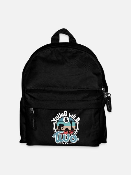 2. Geburtstag Kinder Zoo Tiere Dschungel Safari - Kinder Rucksack - Schwarz