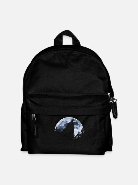 Wolf heult Mond an - Wolfs Silhouette - Kinder Rucksack - Schwarz