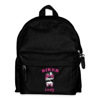Biker Lady Motorrad Bikerin - Kinder Rucksack - Schwarz - Vorne