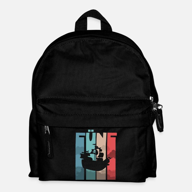 Piratenschiff 5 Jahre Piraten - Kinder Rucksack - Schwarz
