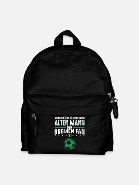 Alter Mann - Bremen Fan | Retro Vintage Fußball - Kinder Rucksack - Schwarz