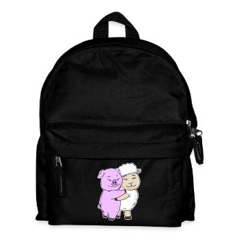 Schwein und Schaf niedliche Tiere knuddeln - Kinder Rucksack - Schwarz - Vorne