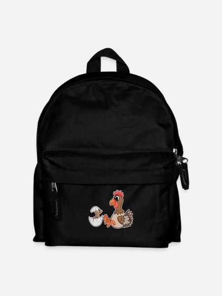 Huhn mit Baby Huhn - Kinder Rucksack - Schwarz