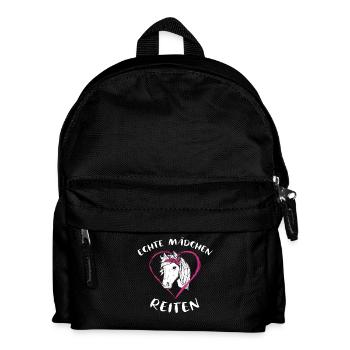Echte Mädchen Reiten Pferde - Kinder Rucksack - Schwarz - Vorne