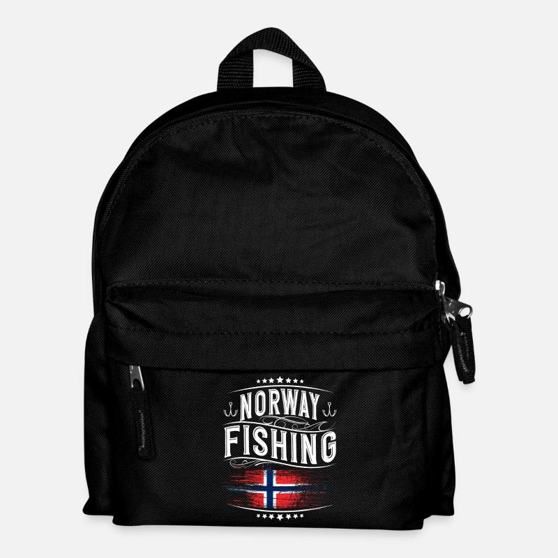 Norwegen Angeln Angler - Kinder Rucksack - Schwarz