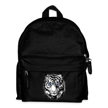 Tigerkopf - Weisser Tiger - Katze Wildkatze - Kinder Rucksack - Schwarz - Vorne