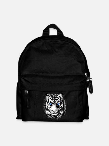 Tête de tigre - Tigre blanc - Chat sauvage - Sac à dos Enfant - noir