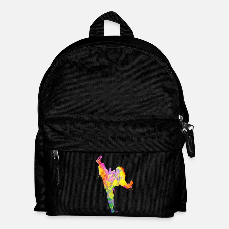 Tae Kwon Do Karate Bunte Silhouette für Mädchen - Kinder Rucksack - Schwarz